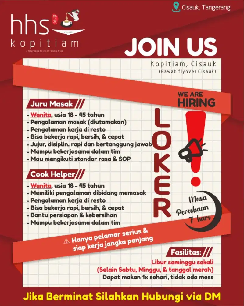 Loker juru masak & cook helper