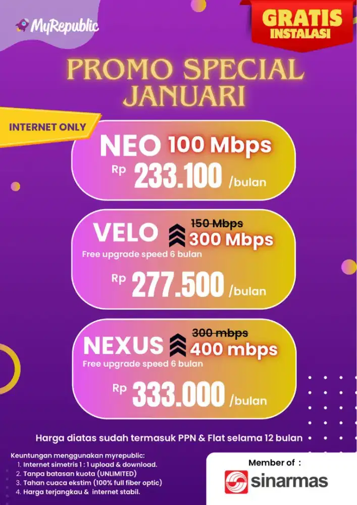 Promo Myrepublic 100 Mbps