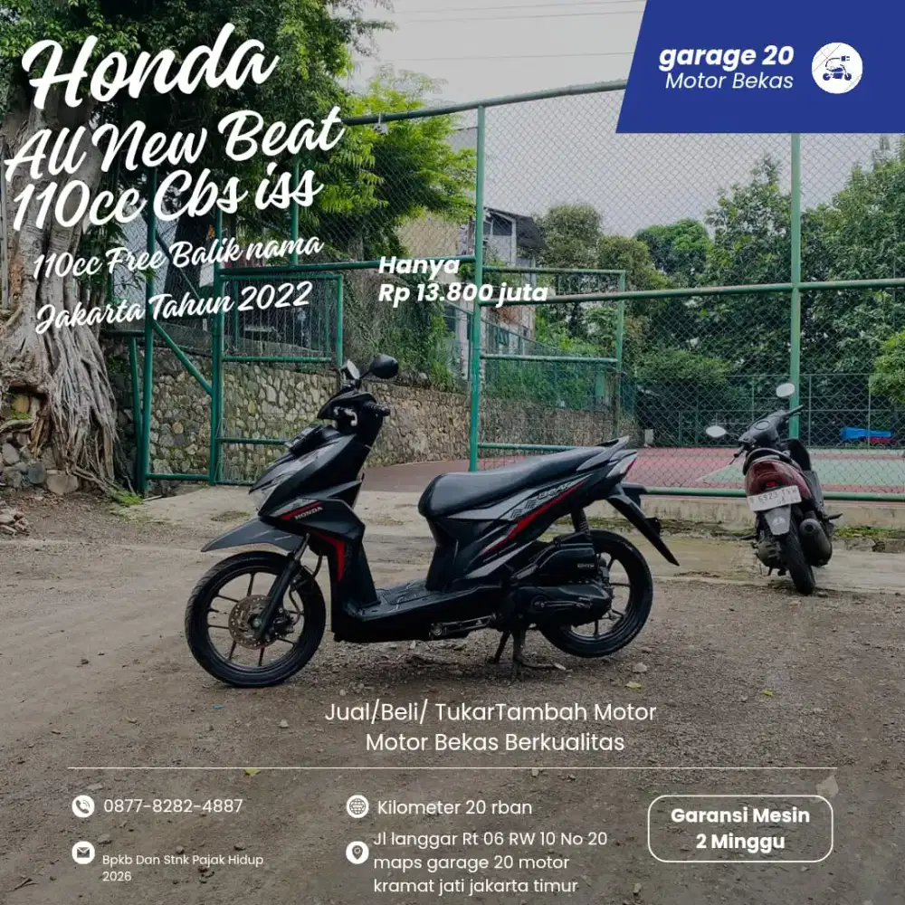 Honda All New Beat Deluxe 110cc CBS ISS Free balik nama Tahun 2022