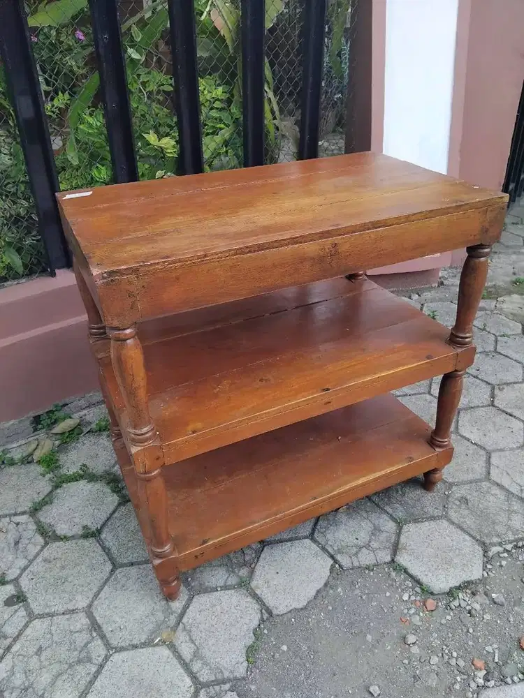 meja jati 3 tingkat minimalis murah