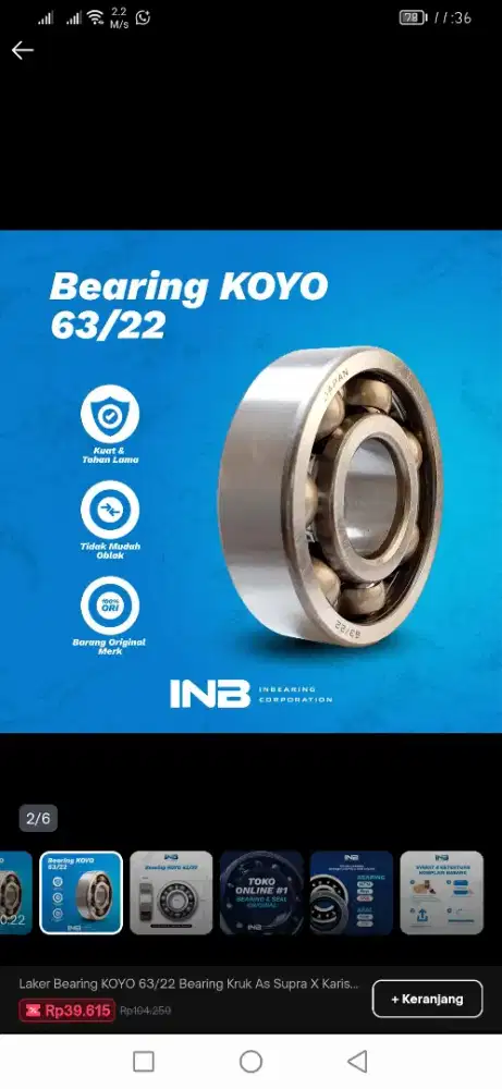 bearing kruk as supra x 125 kharisma