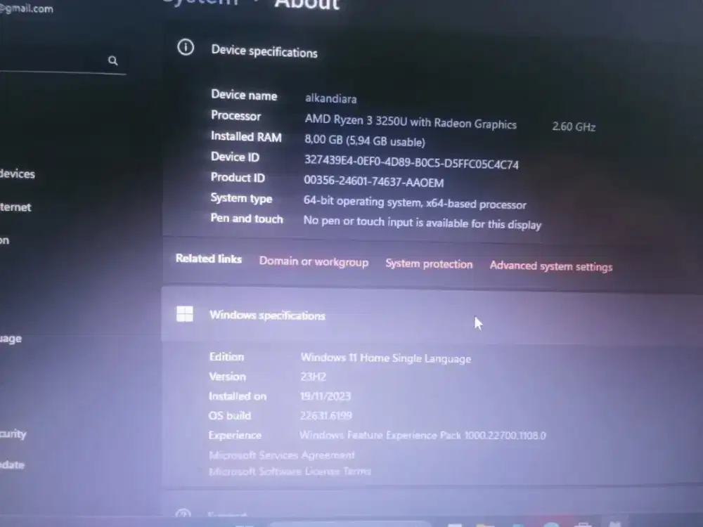 Laptop ACER A315 Rayzen