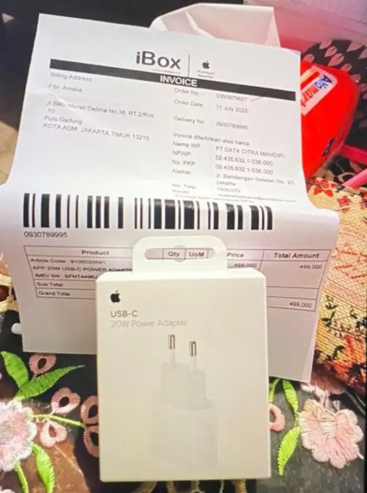 Apple 20W USB-C Power Adapter Original iBox (Kepala Charger)