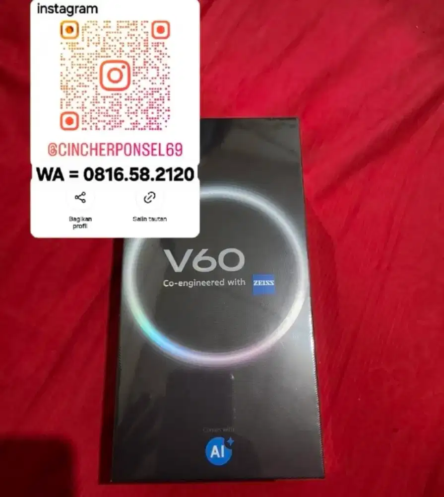 Jual hp BARU Vivo V60 5G ram 12gb new segel resmi sisa 1 grey abu2