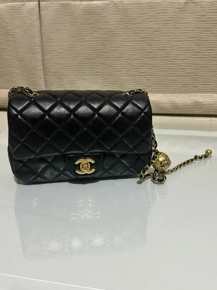 JUAL TAS CHANNEL MINI BLACK GOLD