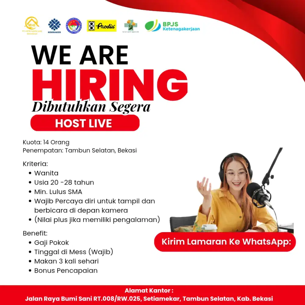 Dibutuhkan segera Host Live