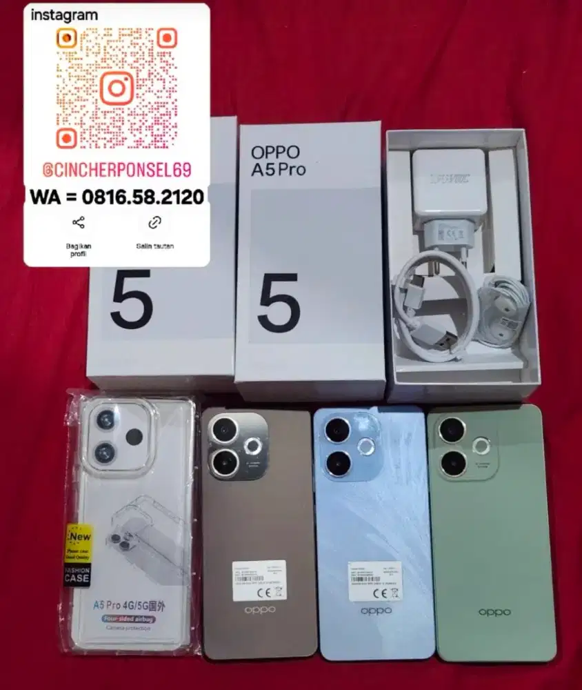Jual hp bekas mulus istimewa Oppo A5 Pro 5G 8/256 likenew free case