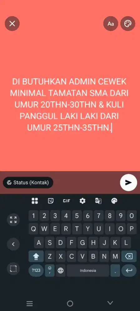 LOWONGAN KERJA BUAT ADMIN CEWEK DAN KULI PANGGUL LAKI LAKI