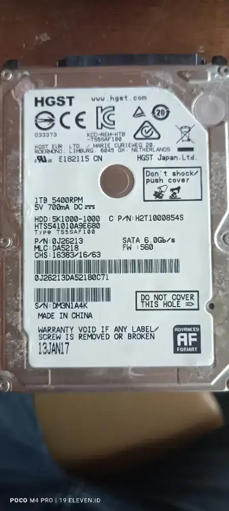 Hardisk Sata 2,5 Inc 1TB HGST / Hardisk Laptop 2,5 Inc