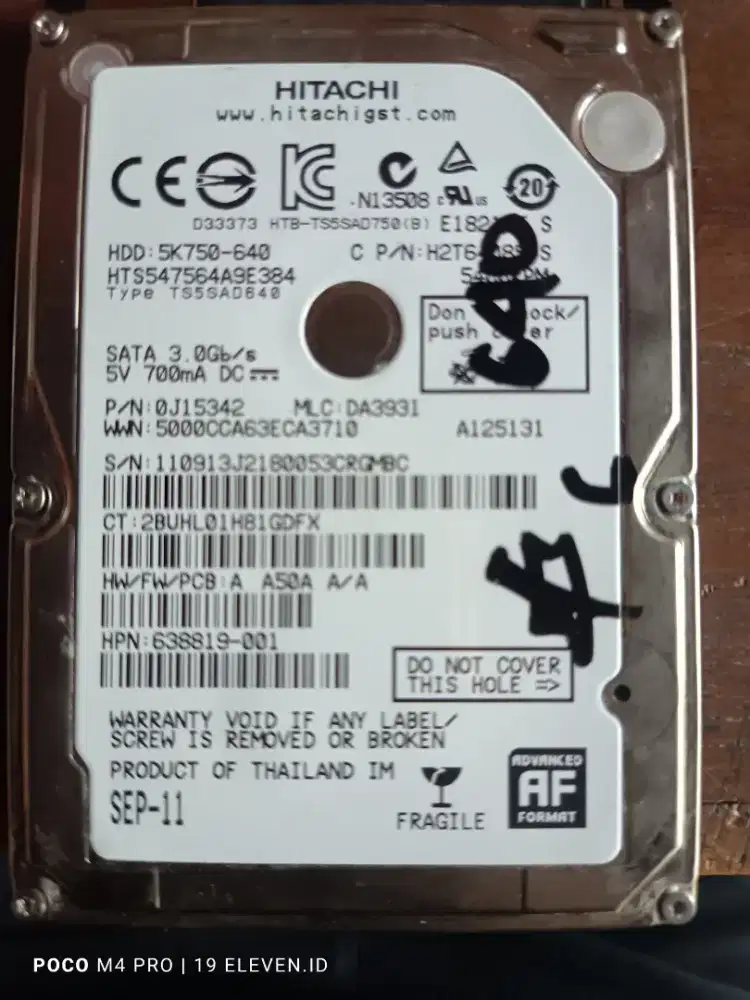Hardisk Sata 2,5 Inc 640GB / Hardisk Laptop