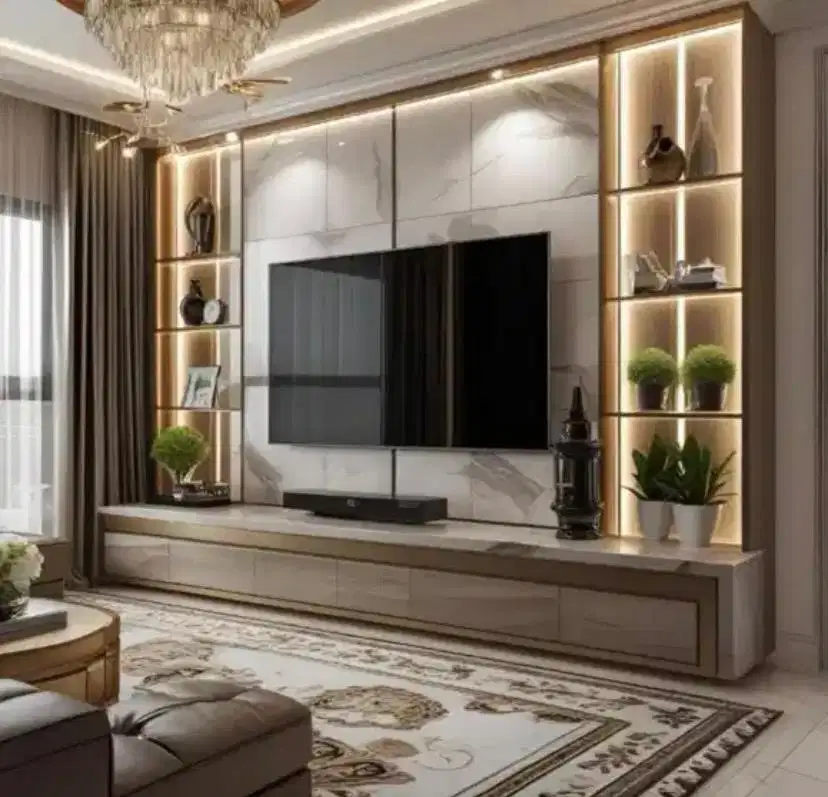 interior desain kitchen set kamar set wardrobe lemari backdrop tv