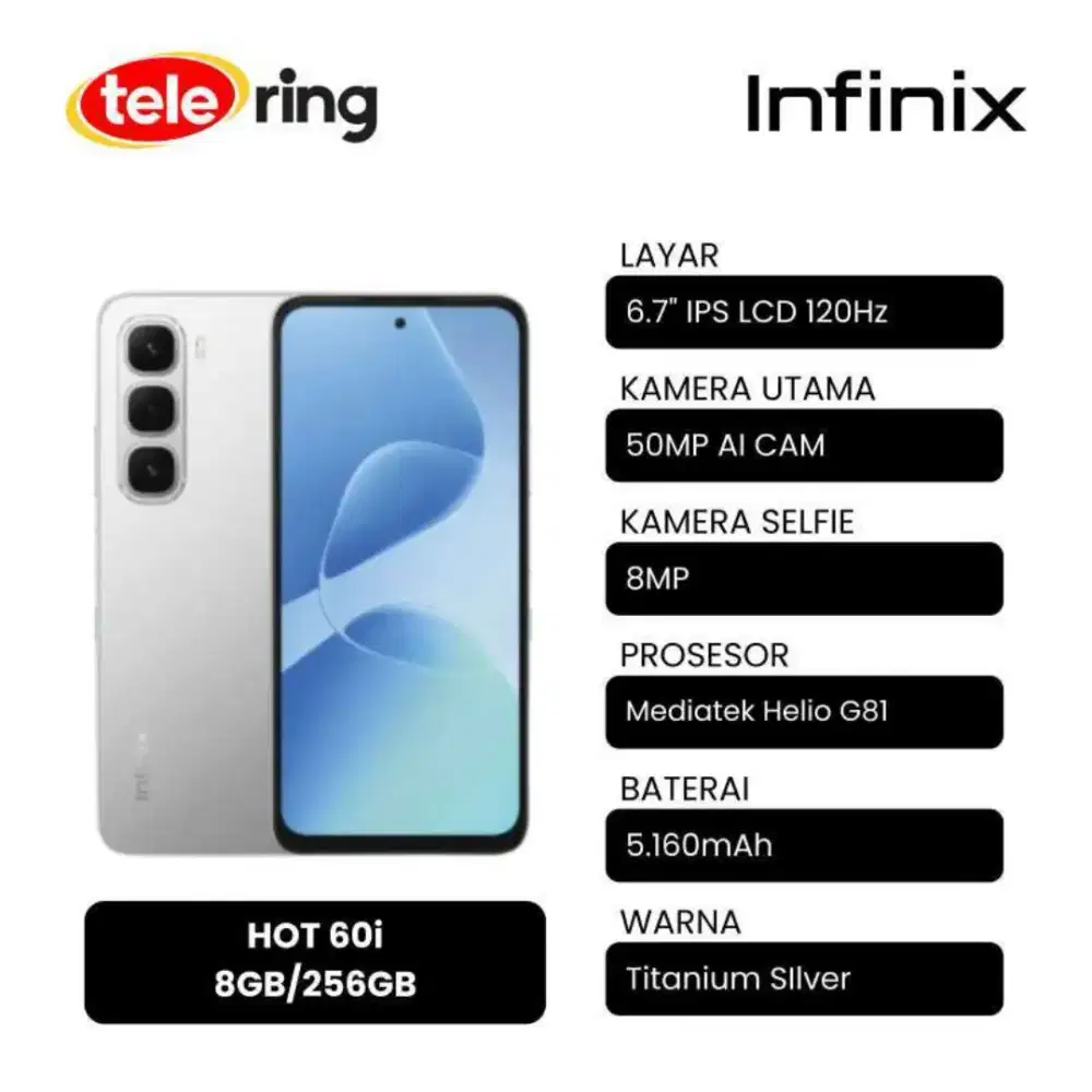INFINIX HOT 60i 8/256GB+ GARANSI RESMI 1 TAHUN