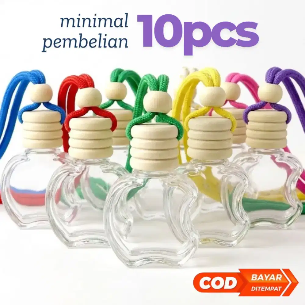 Botol Apel 10ml Parfum Kosong Mobil Kaca Bening Tutup Kayu Set