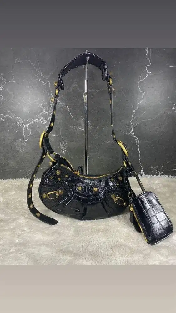 Balenciaga Le Cagole X Black Croco GHW 2023