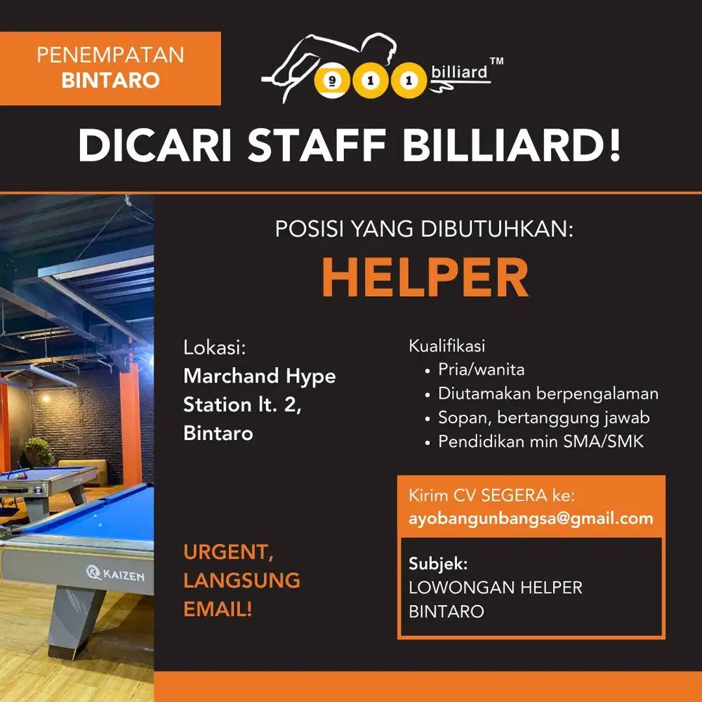 LOKER HELPER 911 BINTARO