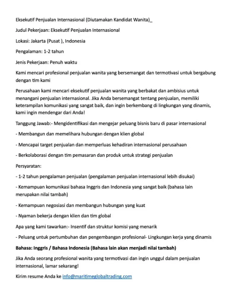 International Sales Executive