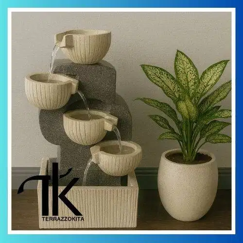 Air mancur tipe undak minimalis terrazzo