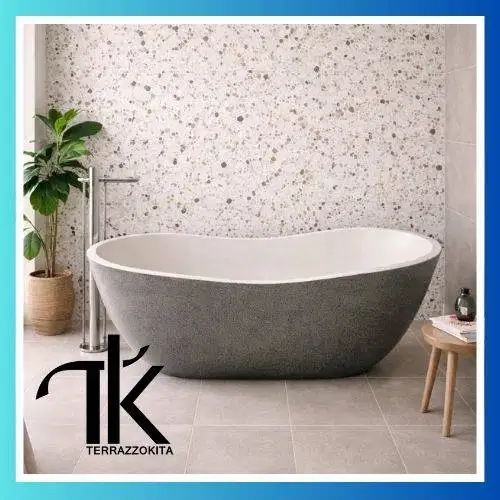 Bathtub terrazzo dua warna premium