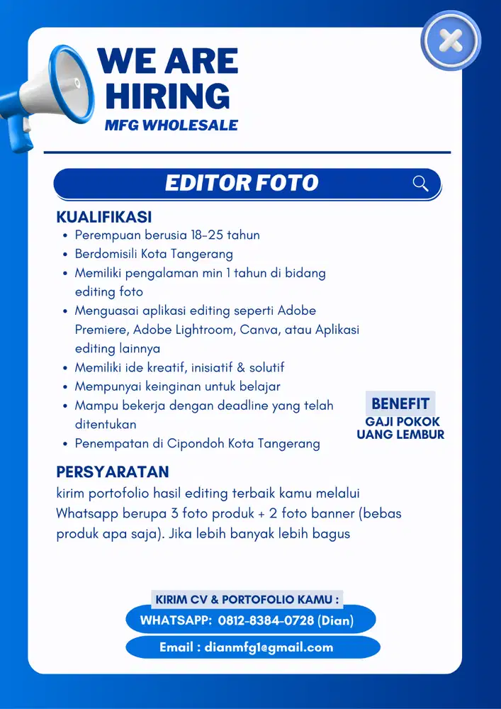 Dibutuhkan Segera Editor Foto