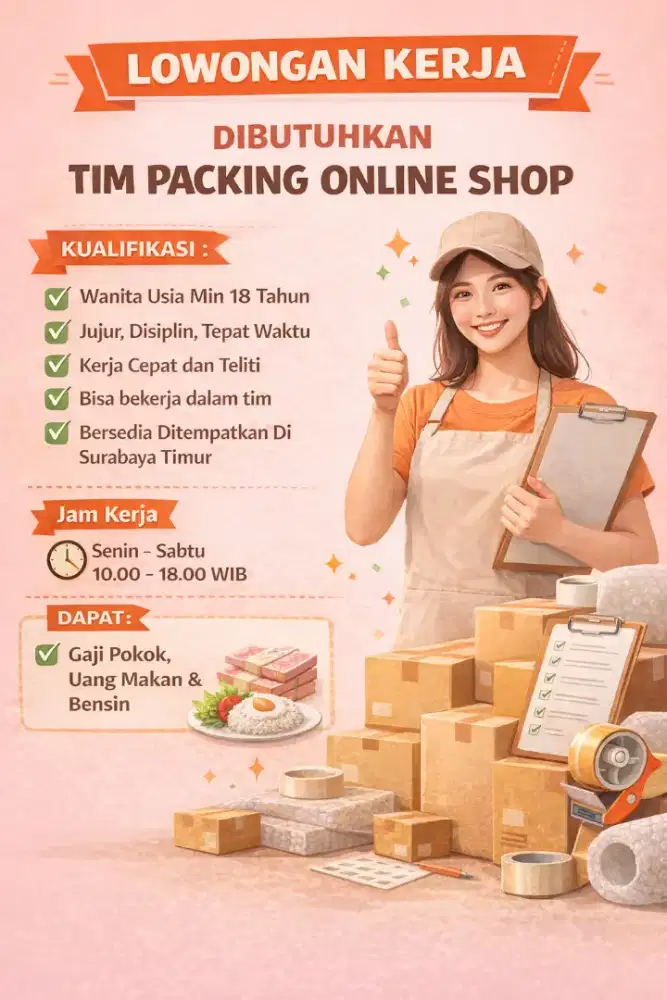 Dibutuhkan cepat tim packing online shop