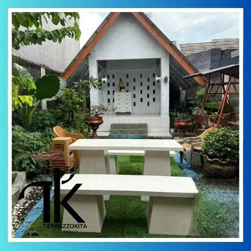 Bangku meja teraso panjang kaki piramid