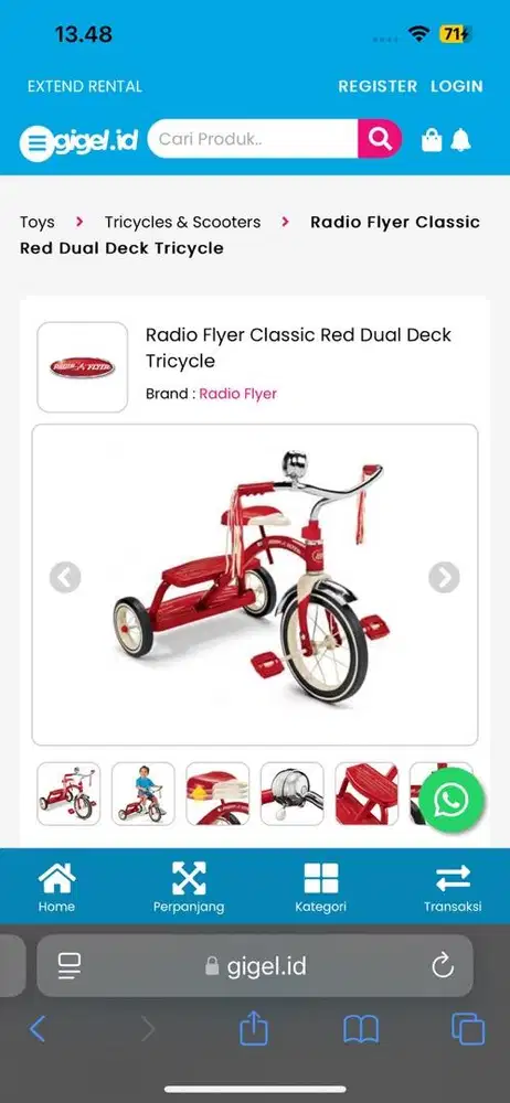 Sepeda roda 3 merk radio flyer