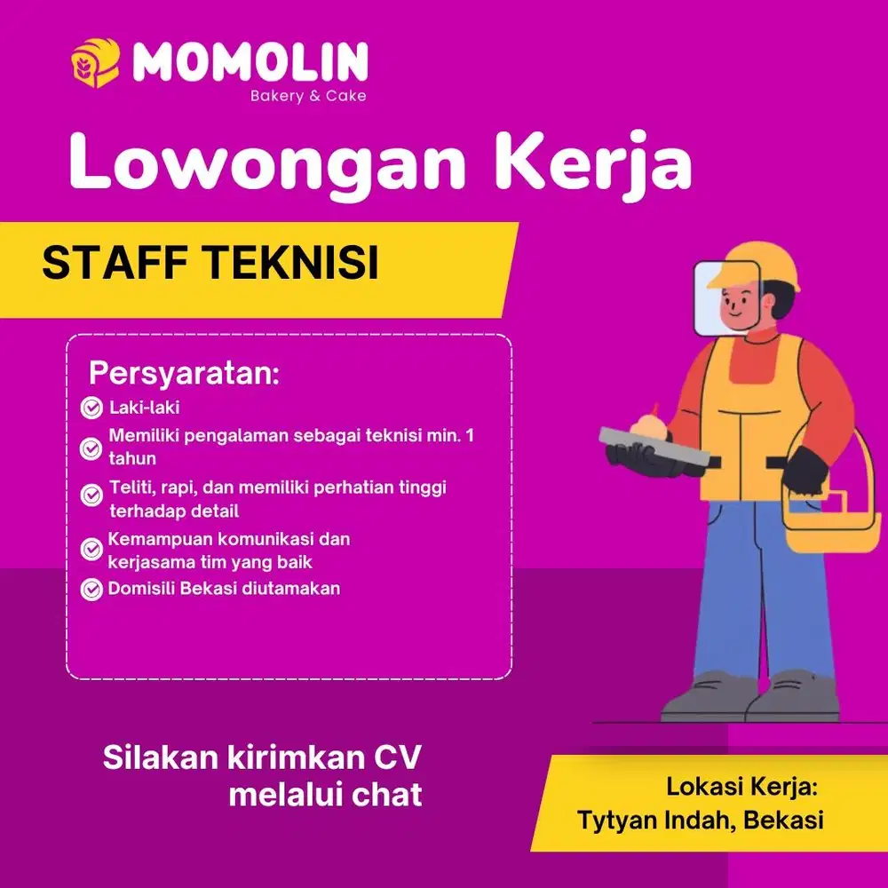 Lowongan Staff Teknisi Momolin Bakery