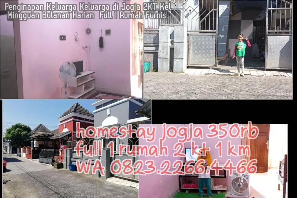 Penginapan Keluarga Keluarga di Jogja 2KT Kel Mingguan Bulanan Harian