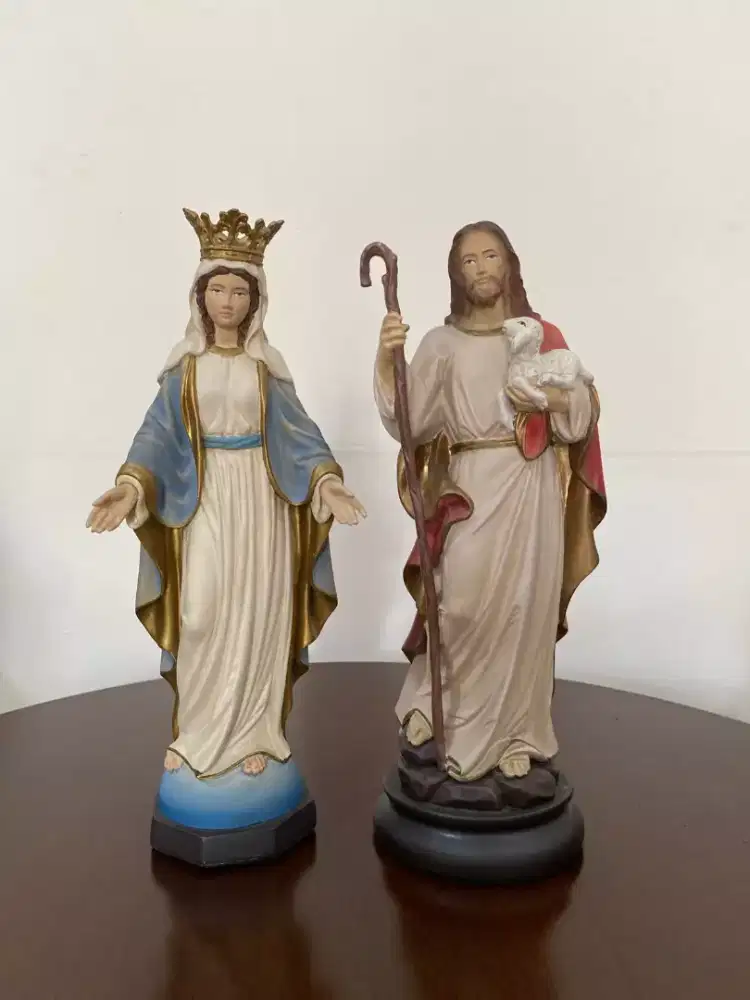 Set Patung Bunda Maria Ratu + Yesus Gembala Baik (2pcs)