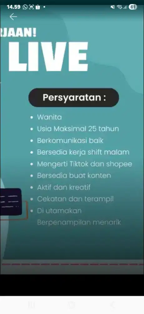 LOWONGAN KERJA LIVE HOST LIVE TIKTOK DAN SHOPEE