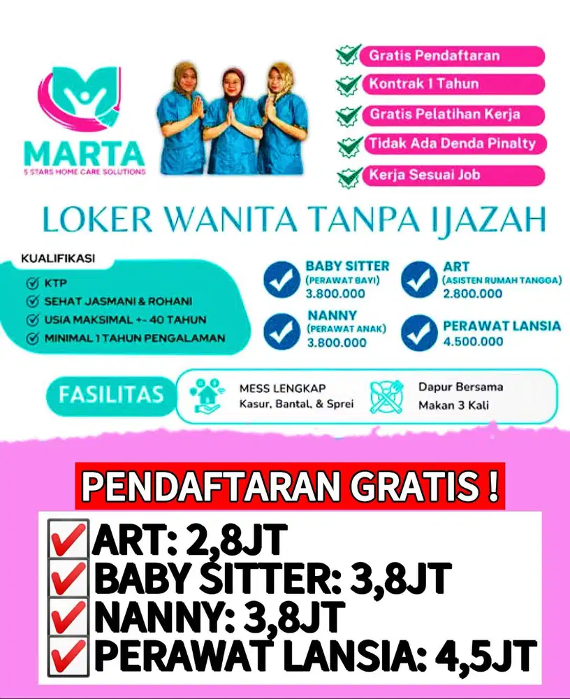 Loker Khusus Wanita Gratis Pendaftaran
