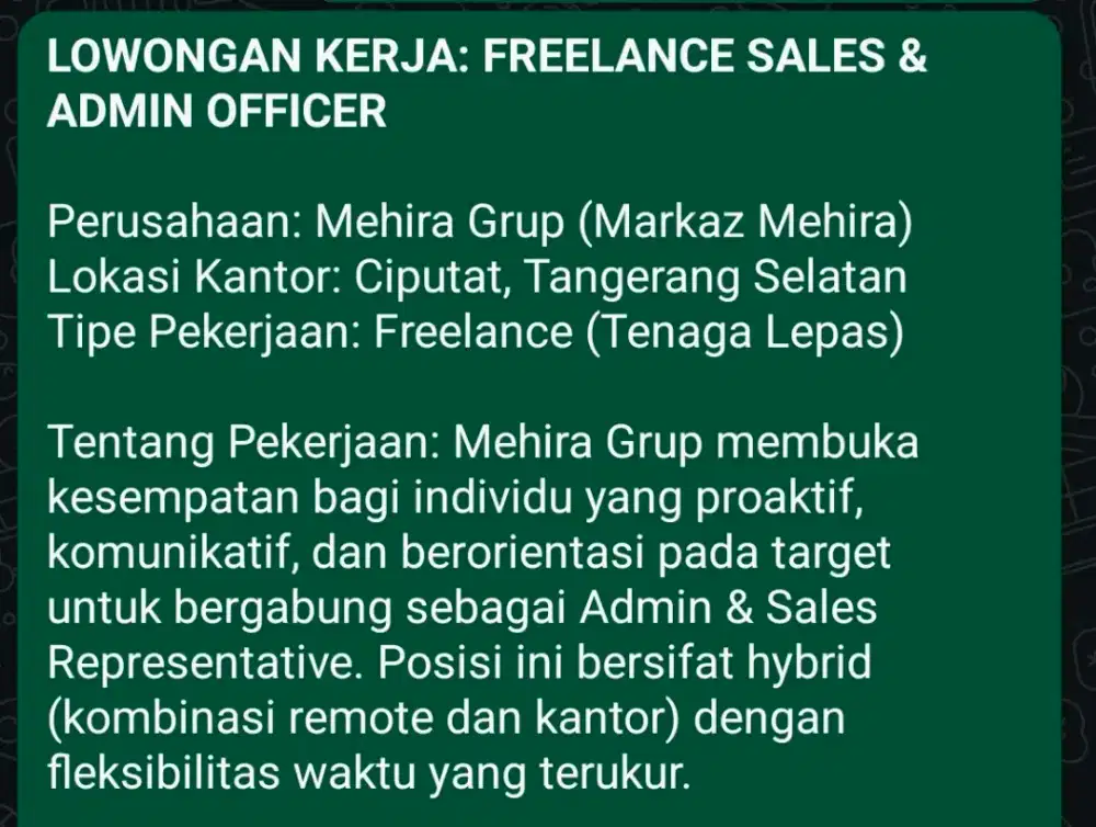 Sales dan Admin