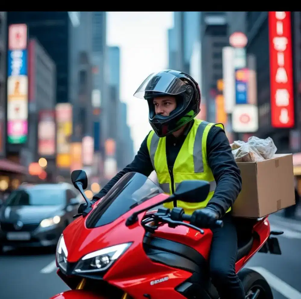 Kurir motor pengiriman barang