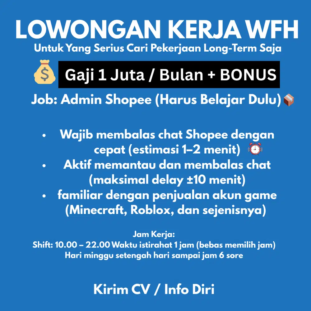 Admin Shopee Online (WFH)