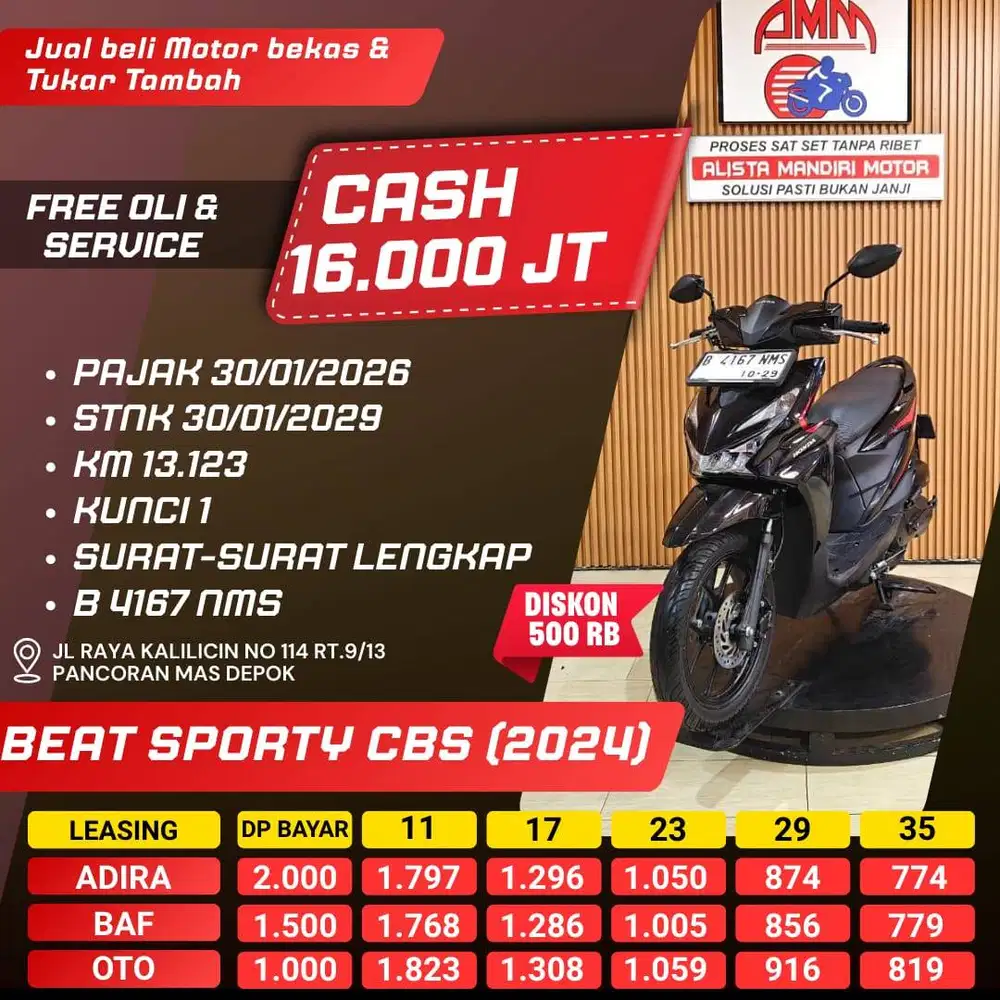 BEAT SPORTY CBS 2024 DP 1 JT CC 0% KREDIVO TOKPED SPAYLATER INDODANA