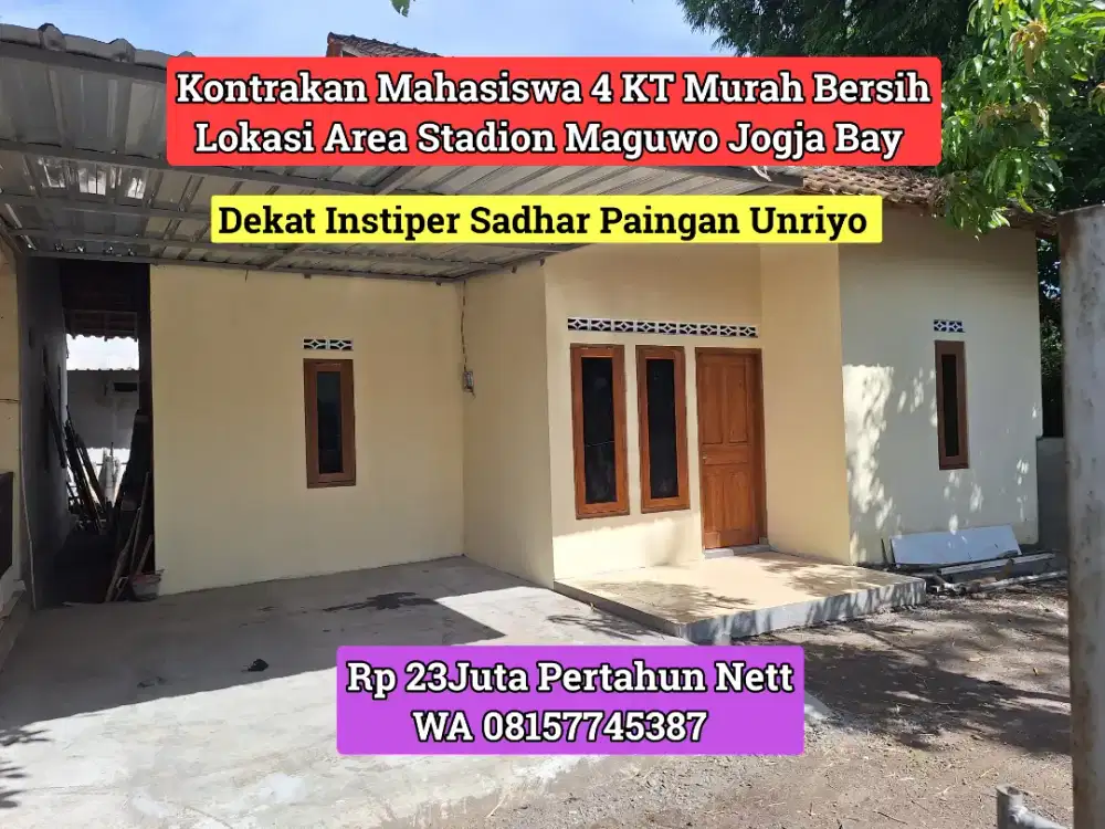 KONTRAKAN MAHASISWA 4KT MAGUWO STADION JOGJA BAY UTARA INSTIPER SADHAR