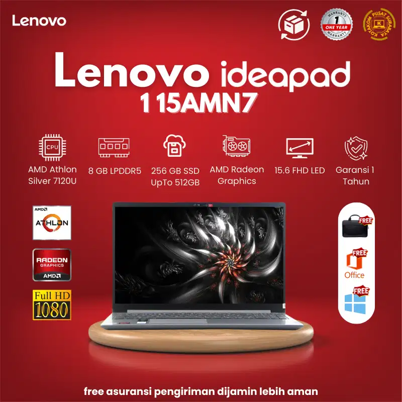 Best Seller! Laptop Pelajar Murah Lenovo IdeaPad 1 15AMN7