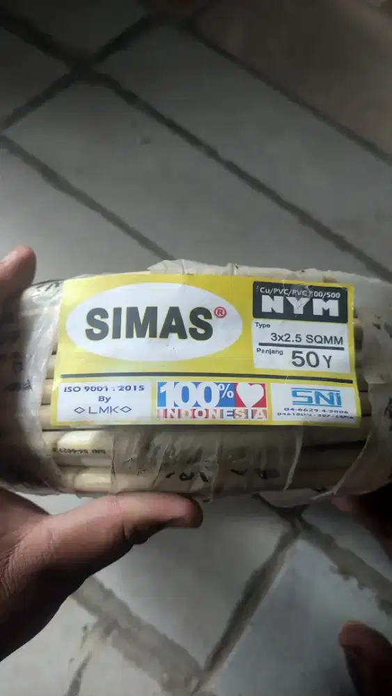 KABEL LISTRIK TEMBAGA LIDI TUNGGAL 3x2.5 MERK SIMAS 50 METER