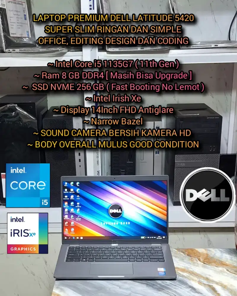 LAPTOP DELL PREMIUM CORE i5 11TH SUPER MULUS LAPTOP DESIGN EDITING