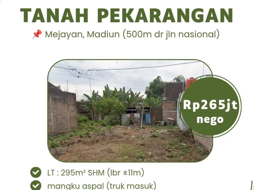 Tanah Pekarangan Strategis Tengah Kota Caruban