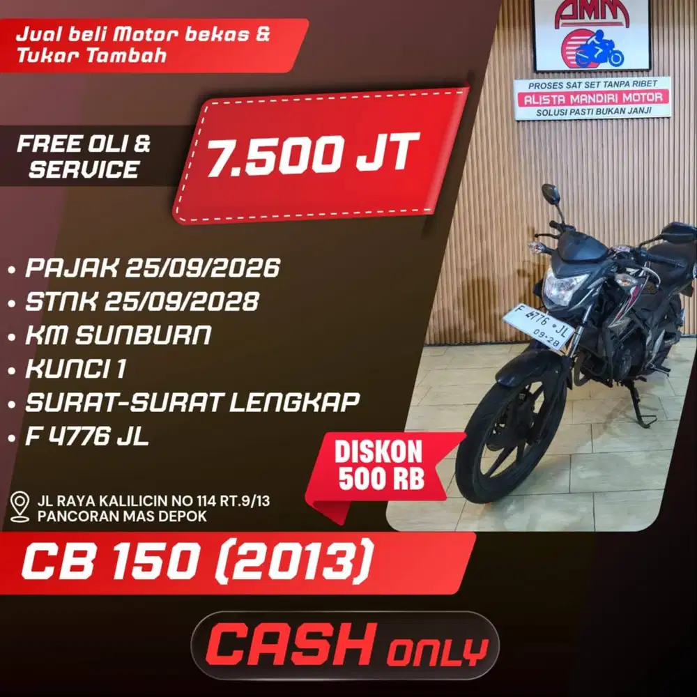 CB 150 2013 PAJAK HIDUP CC 0% KREDIVO TOKPED SPAYLATER INDODANA GOPAY