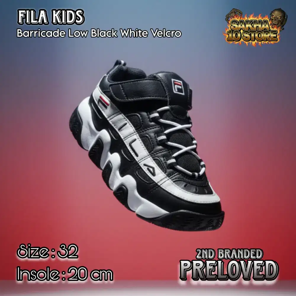 SEPATU SNEAKERS ANAK COWO/CEWE CASUAL/RUNNING/SEKOLAH FILA BLACK WHITE