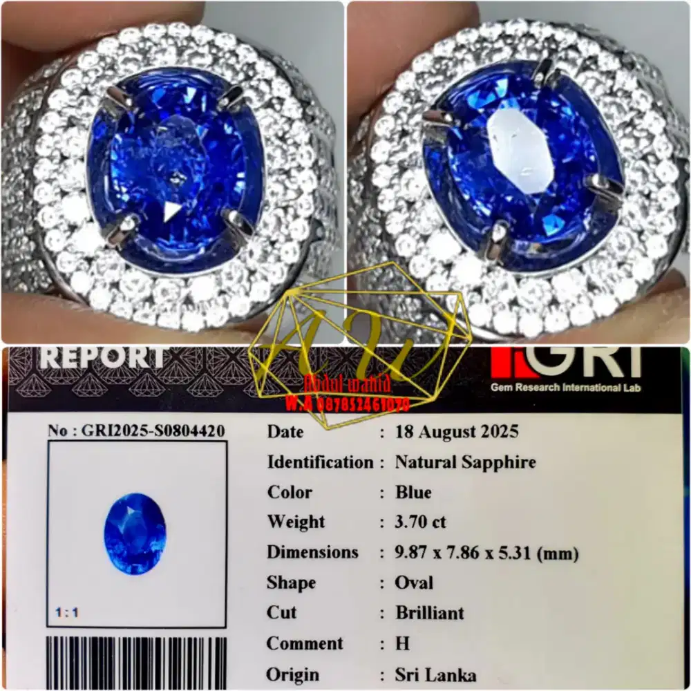 NATURAL BLUE SAPPHIRE SRILANKA 3.70CARAT LUSTER GEMERICIK