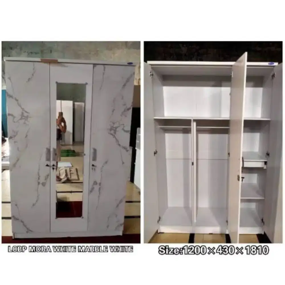 Lemari baju 3 pintu dan 2 pintu ukuran T.180cm