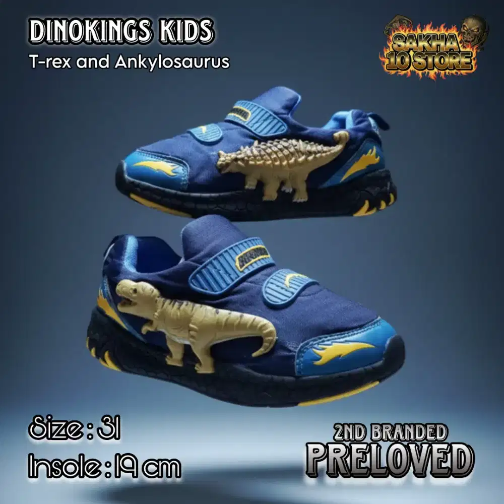 SEPATU SNEAKERS ANAK CEWE/COWO CASUAL/SANTAI DINOKINGS BLUE SLIP ON