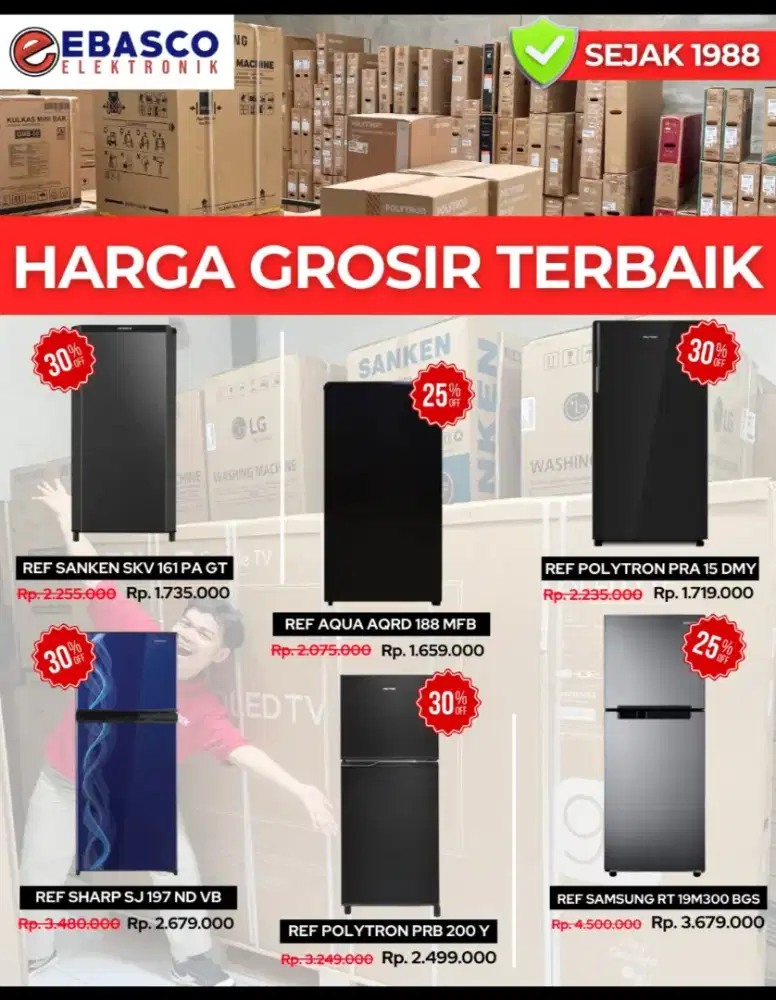 Kredit Kulkas Ref Sanken, Polytron, Sharp