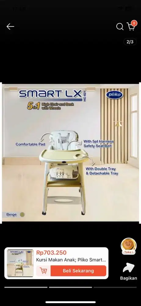 Baby High Chair - Pliko Smart LX