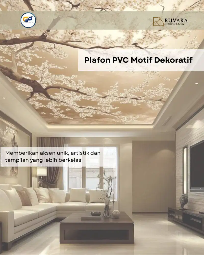 Plafon PVC Motif Dekoratif – Plafon Interior Rumah Modern, Tahan Air