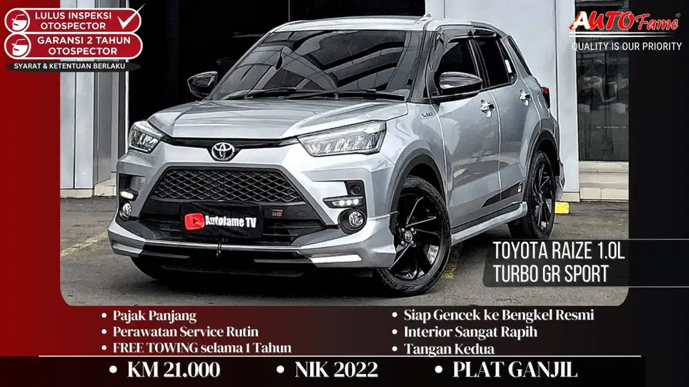 Toyota Raize 1.0L Turbo GR Sport Silver On Black NIK 2022