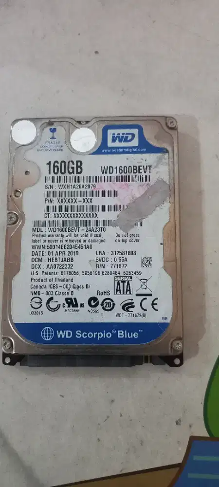 Jual Hdd Laptop 160 Gb WD